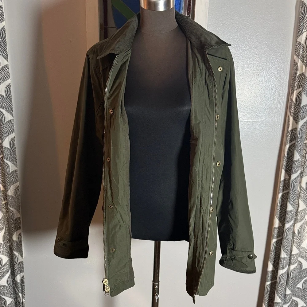 J Crew Olive Green Chore Coat Corduroy Collar SZ S